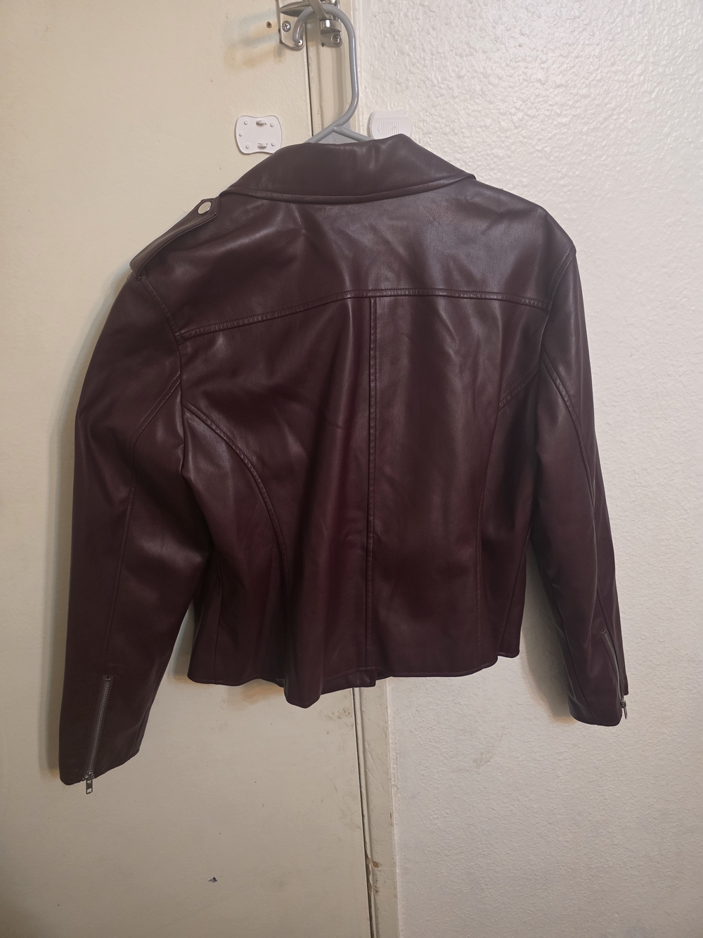 INC International Concepts Wine Faux Leather Moto Jacket - Picture 4 of 6